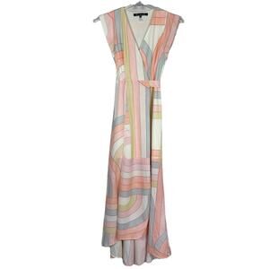 Anthropologie Hutch Geometric Wrap Maxi Dress XS Pastel Colorful Tropical Resort